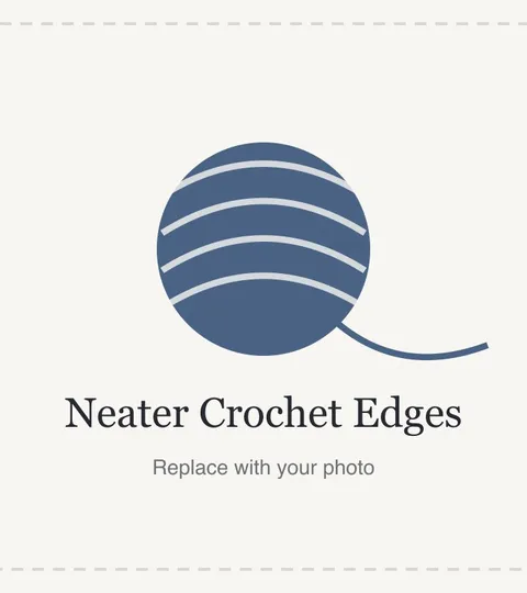 A crocheted swatch with neat, straight edges next to a crochet hook