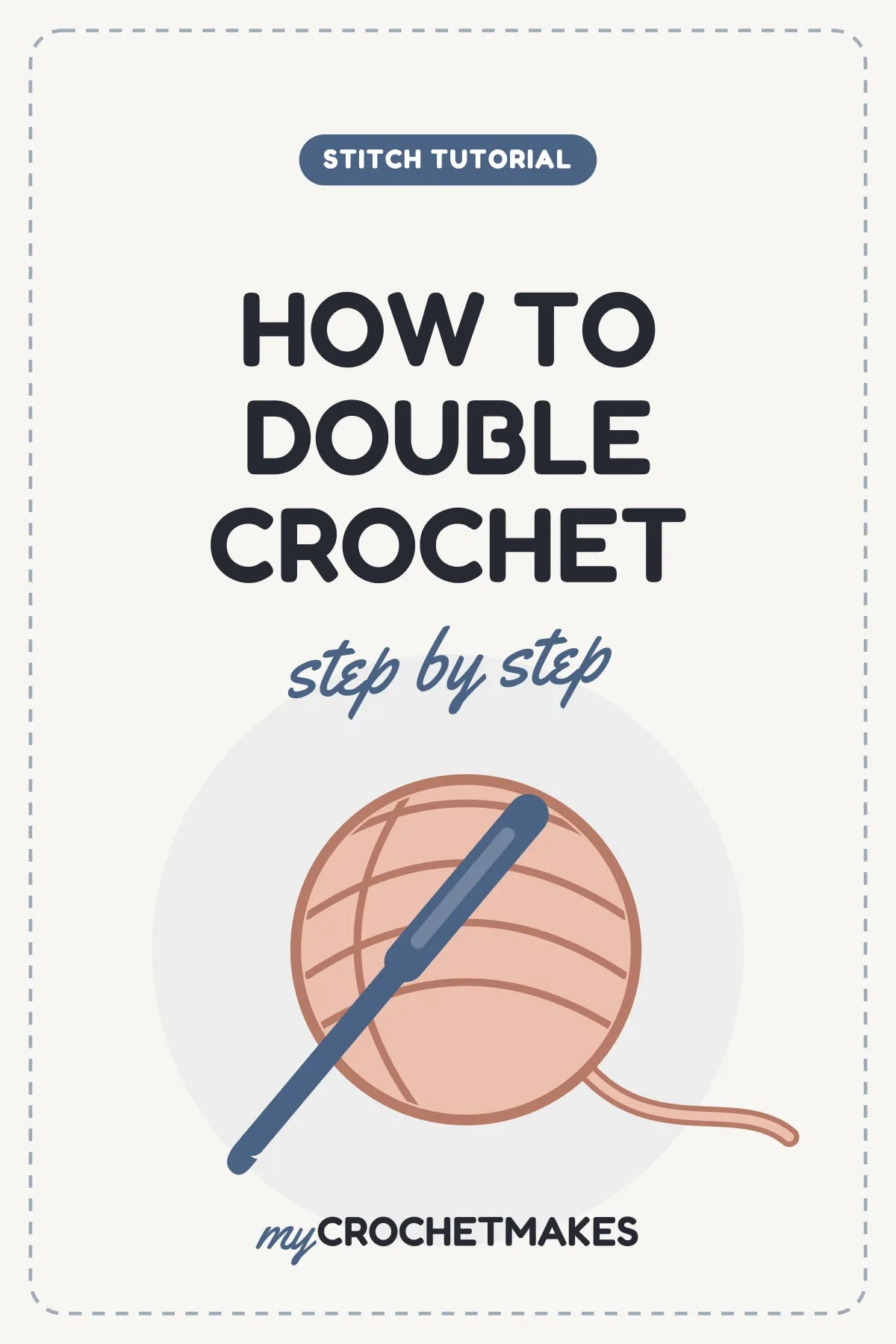 Title card reading How to Double Crochet, step by step